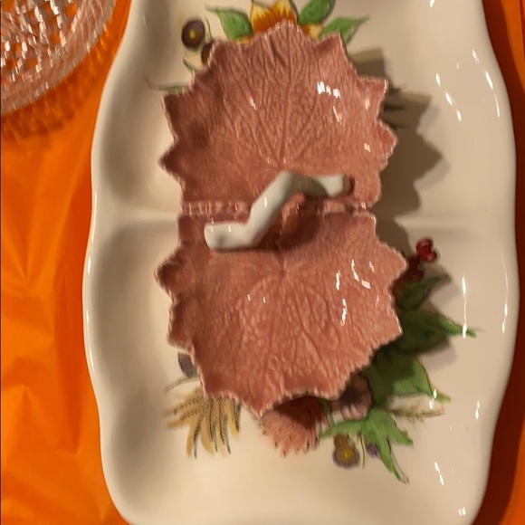 NEUWIRTH Portugal PINK MAPLE LEAF 2- Sided Dish - Picture 2 of 11